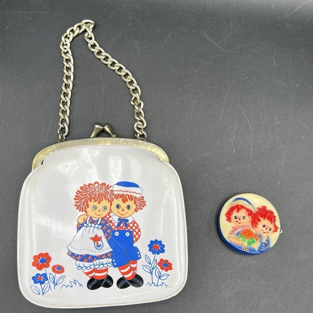 Vintage Hallmark Raggedy Ann Andy Change Coin Purse & Hair Barrette Set‎ Japan